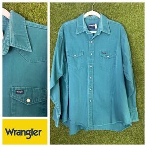 VTG Wrangler Big & Tall Western Snap‎ Button Down Shirt Extra Long Tail Sz 18-36